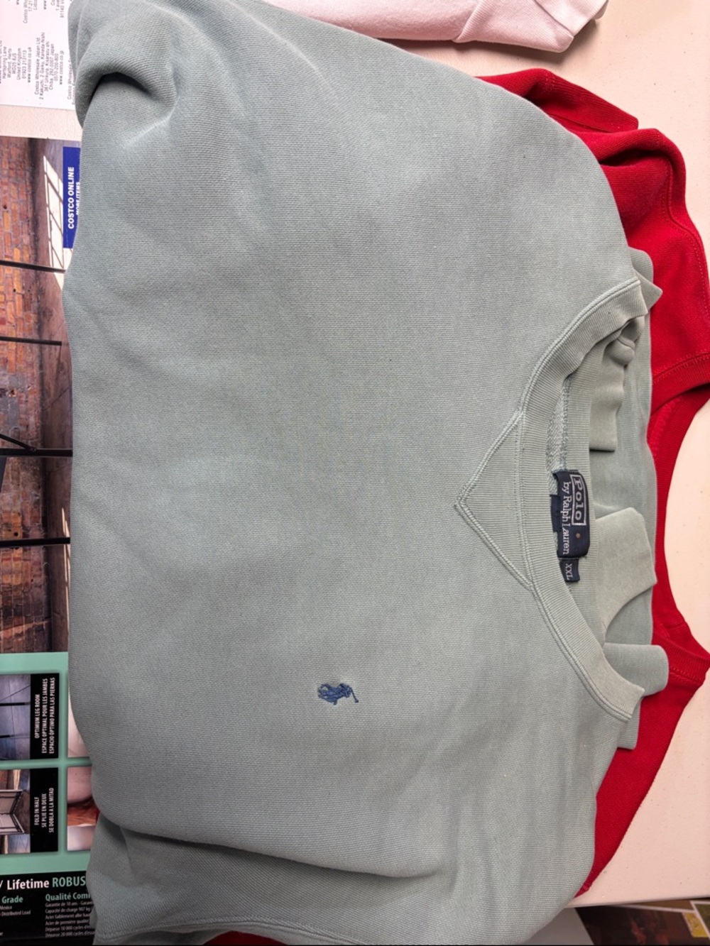 Polo by Ralph Lauren Men’s Sage Green Crewneck Sweatshirt with Pony Logo